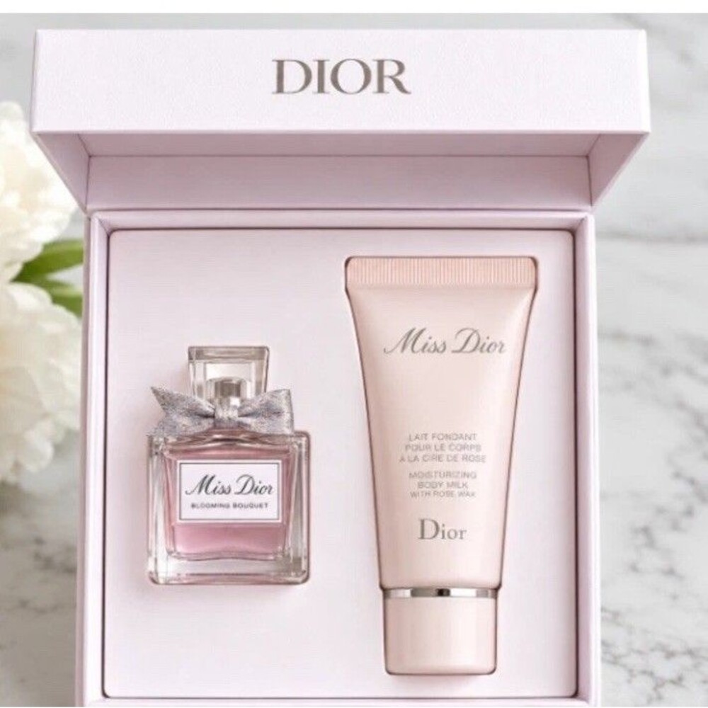 Dior Miss Dior Blooming Bouquet Gift Set 5ml EDT + 20ml Rose Wax Body Milk NIB - Picture 2 of 5